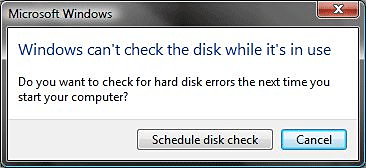 Windows Schedule Disk Check upon Reboot